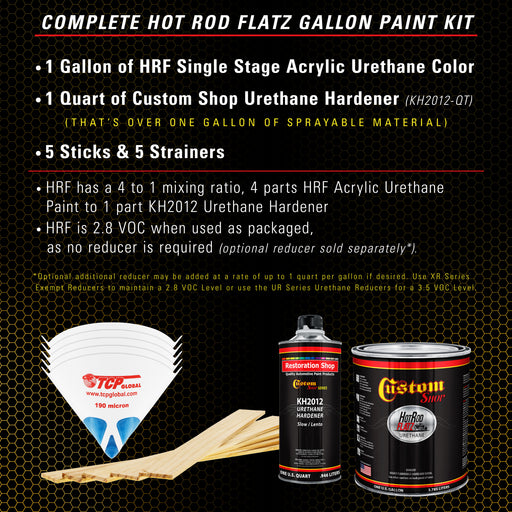 Speed Yellow - Hot Rod Flatz Flat Matte Satin Urethane Auto Paint - Complete Gallon Paint Kit - Professional Low Sheen Automotive, Car Truck Coating, 4:1 Mix Ratio