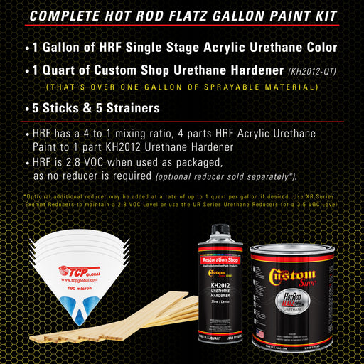 Electric Yellow - Hot Rod Flatz Flat Matte Satin Urethane Auto Paint - Complete Gallon Paint Kit - Professional Low Sheen Automotive, Car Truck Coating, 4:1 Mix Ratio