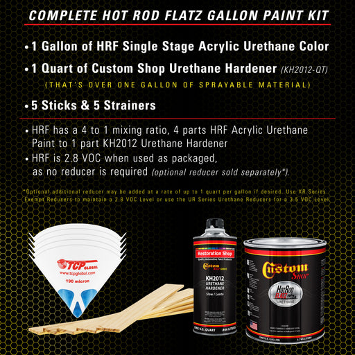 Indy Yellow - Hot Rod Flatz Flat Matte Satin Urethane Auto Paint - Complete Gallon Paint Kit - Professional Low Sheen Automotive, Car Truck Coating, 4:1 Mix Ratio