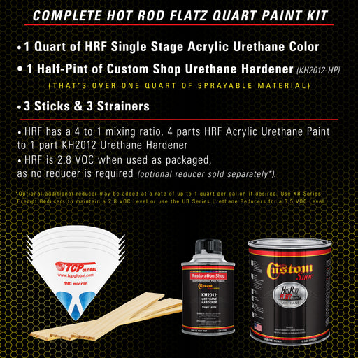 Indy Yellow - Hot Rod Flatz Flat Matte Satin Urethane Auto Paint - Complete Quart Paint Kit - Professional Low Sheen Automotive, Car Truck Coating, 4:1 Mix Ratio