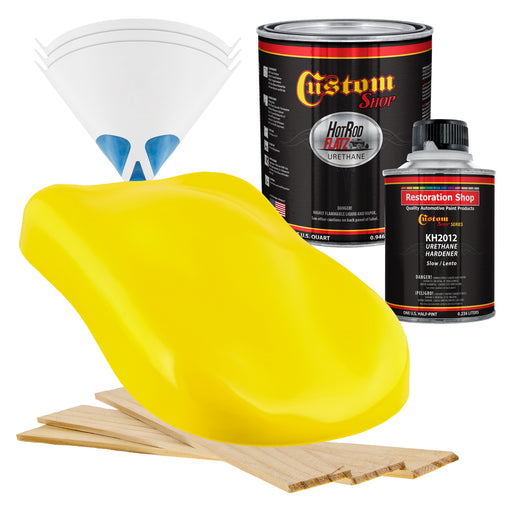 Viper Yellow - Hot Rod Flatz Flat Matte Satin Urethane Auto Paint - Complete Quart Paint Kit - Professional Low Sheen Automotive, Car Truck Coating