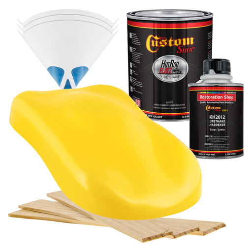 Sunshine Yellow - Hot Rod Flatz Flat Matte Satin Urethane Auto Paint - Complete Quart Paint Kit - Professional Low Sheen Automotive, Car Truck