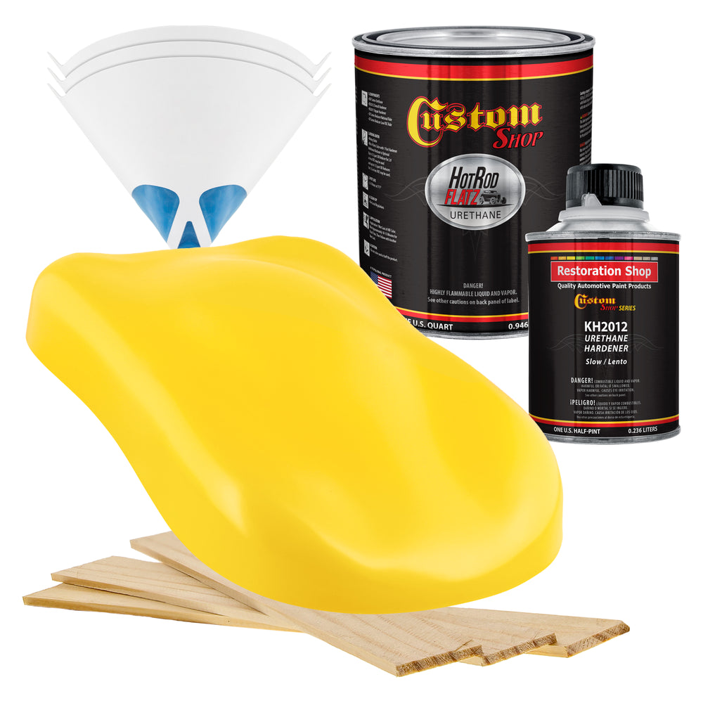 Sunshine Yellow - Hot Rod Flatz Flat Matte Satin Urethane Auto Paint - Complete Quart Paint Kit - Professional Low Sheen Automotive, Car Truck