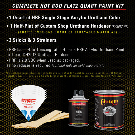 Citrus Yellow - Hot Rod Flatz Flat Matte Satin Urethane Auto Paint - Complete Quart Paint Kit - Professional Low Sheen Automotive, Car Truck Coating, 4:1 Mix Ratio