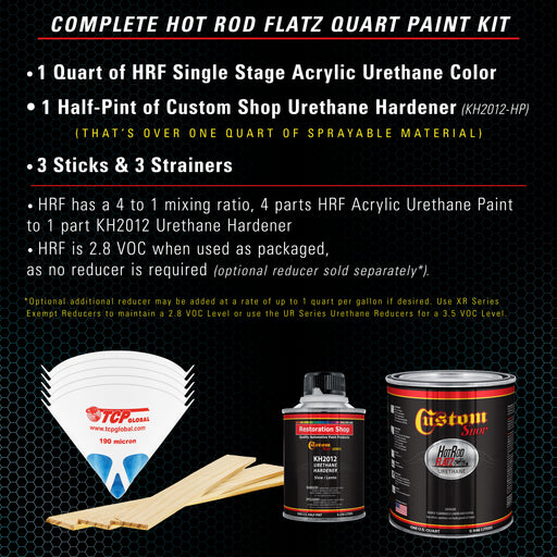 Medium Blue - Hot Rod Flatz Flat Matte Satin Urethane Auto Paint - Complete Quart Paint Kit - Professional Low Sheen Automotive, Car Truck Coating, 4:1 Mix Ratio