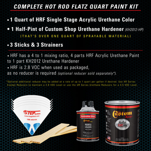 Petty Blue - Hot Rod Flatz Flat Matte Satin Urethane Auto Paint - Complete Quart Paint Kit - Professional Low Sheen Automotive, Car Truck Coating, 4:1 Mix Ratio