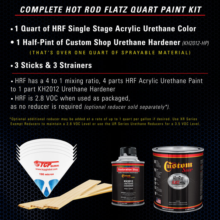 Marine Blue - Hot Rod Flatz Flat Matte Satin Urethane Auto Paint - Complete Quart Paint Kit - Professional Low Sheen Automotive, Car Truck Coating, 4:1 Mix Ratio