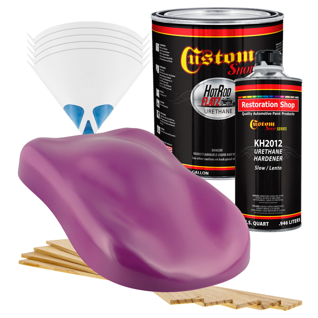 Magenta - Hot Rod Flatz Flat Matte Satin Urethane Auto Paint - Complete Gallon Paint Kit Coating, 4:1