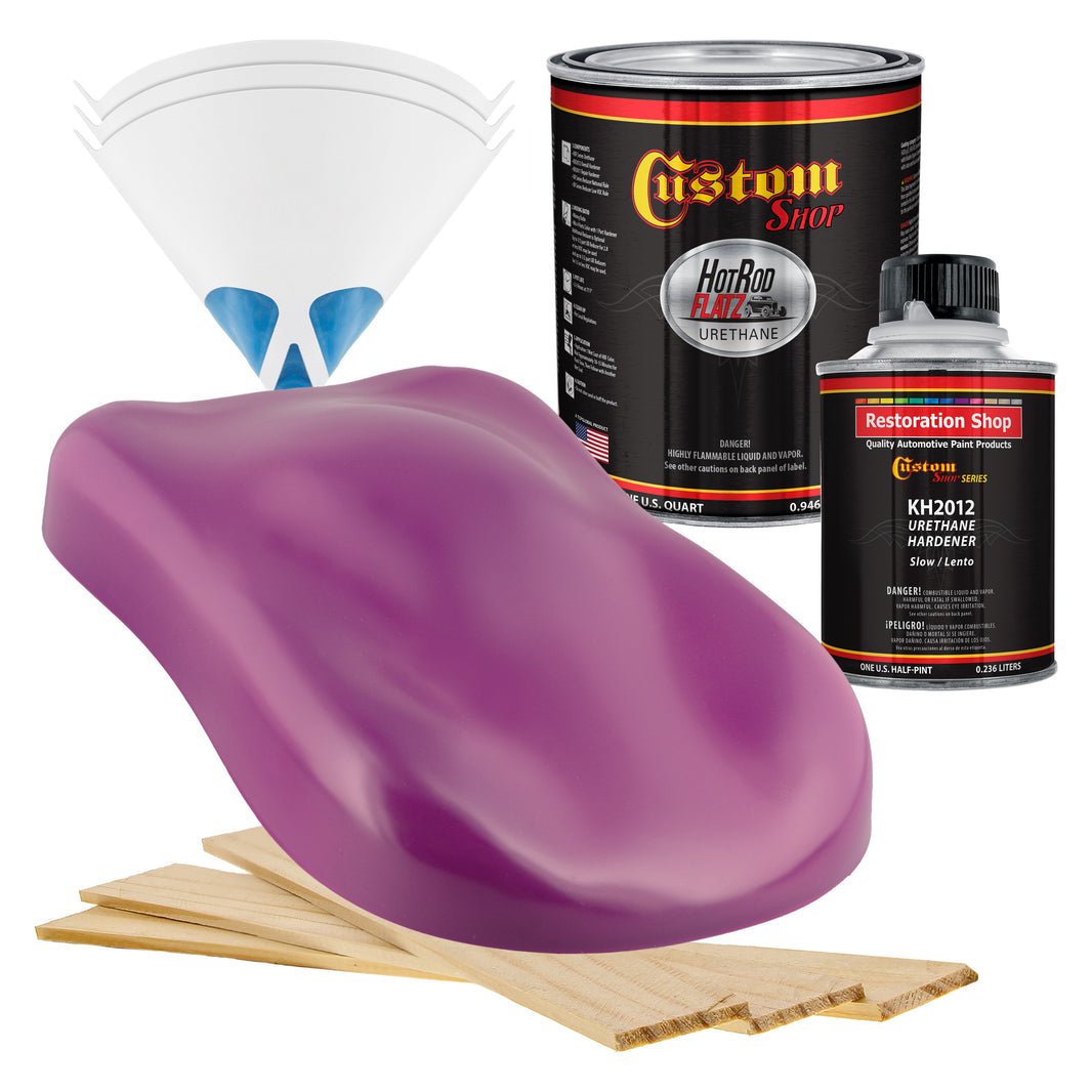 Magenta - Hot Rod Flatz Flat Matte Satin Urethane Auto Paint - Complete Quart Paint Kit Coating, 4:1