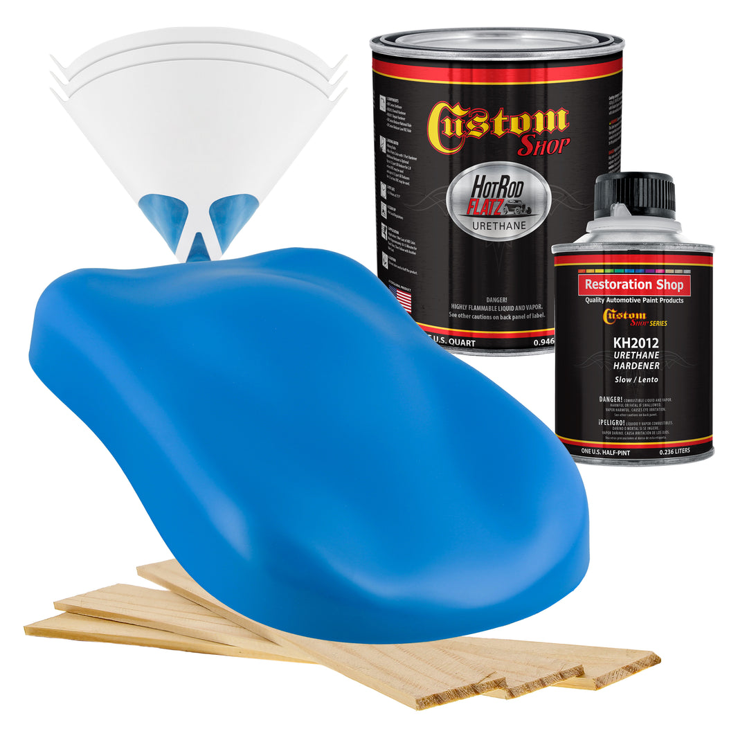 Grabber Blue - Hot Rod Flatz Flat Matte Satin Urethane Auto Paint - Complete Quart Paint Kit Coating