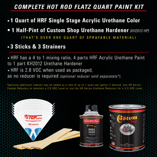 Bright Racing Aqua - Hot Rod Flatz Flat Matte Satin Urethane Auto Paint - Complete Quart Paint Kit - Professional Low Sheen Automotive, Car Truck Coating, 4:1 Mix Ratio