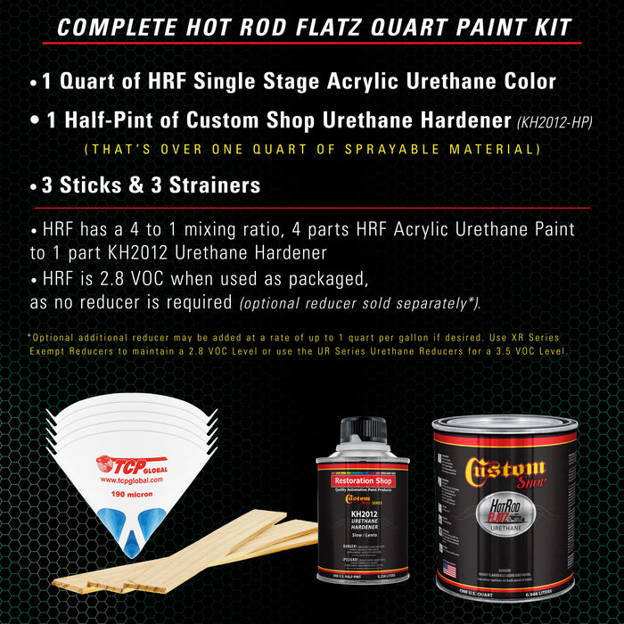 Transport Green - Hot Rod Flatz Flat Matte Satin Urethane Auto Paint - Complete Quart Paint Kit - Professional Low Sheen Automotive, Car Truck Coating, 4:1 Mix Ratio