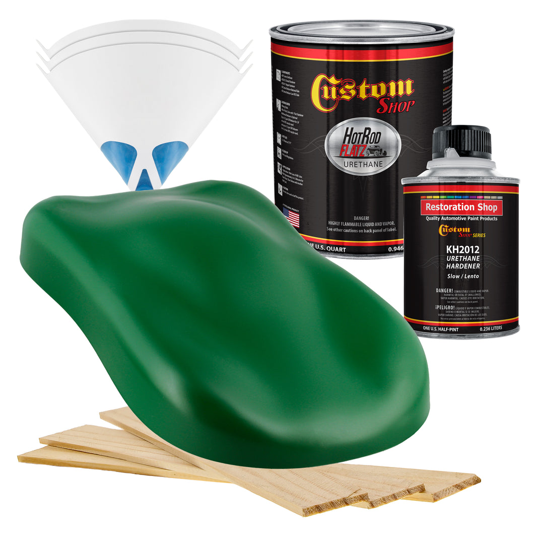 Emerald Green - Hot Rod Flatz Flat Matte Satin Urethane Auto Paint - Complete Quart Paint Kit Coating