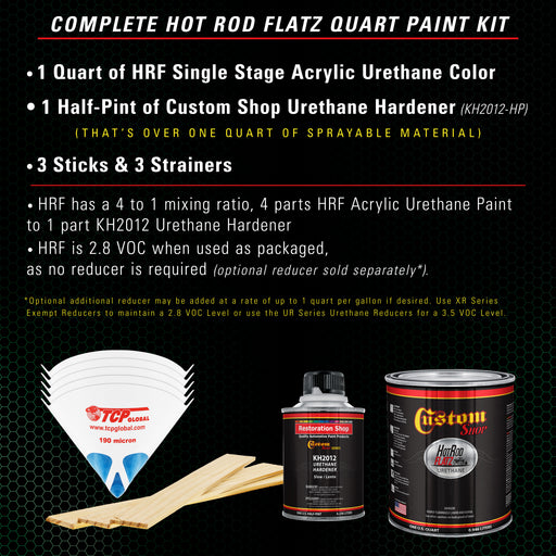 Emerald Green - Hot Rod Flatz Flat Matte Satin Urethane Auto Paint - Complete Quart Paint Kit - Professional Low Sheen Automotive, Car Truck Coating, 4:1 Mix Ratio