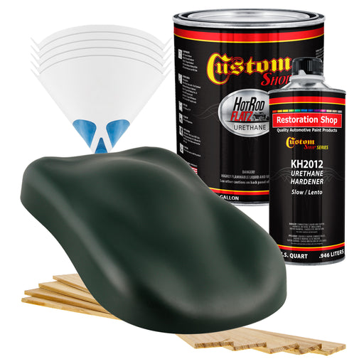 British Racing Green - Hot Rod Flatz Flat Matte Satin Urethane Auto Paint - Complete Gallon Paint Kit - Professional Low Sheen Automotive, Car Truck Coating, 4:1 Mix Ratio