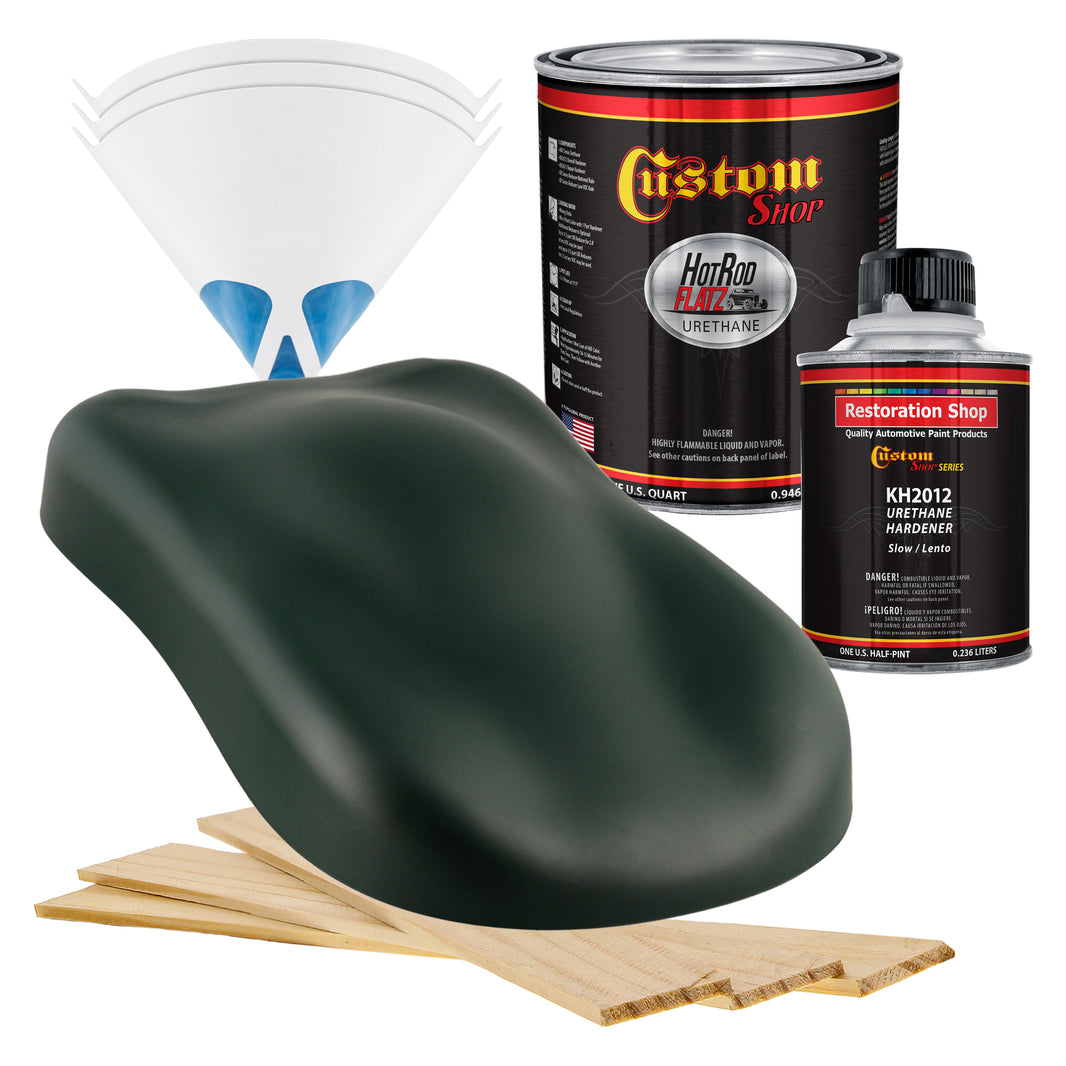 British Racing Green - Hot Rod Flatz Flat Matte Satin Urethane Auto Paint - Complete Quart Paint Kit