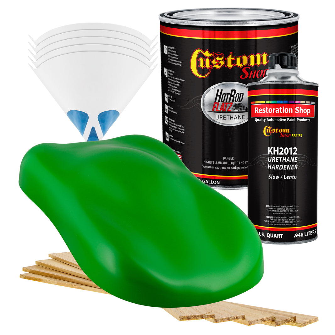 Vibrant Lime Green - Hot Rod Flatz Flat Matte Satin Urethane Auto Paint - Complete Gallon Paint Kit