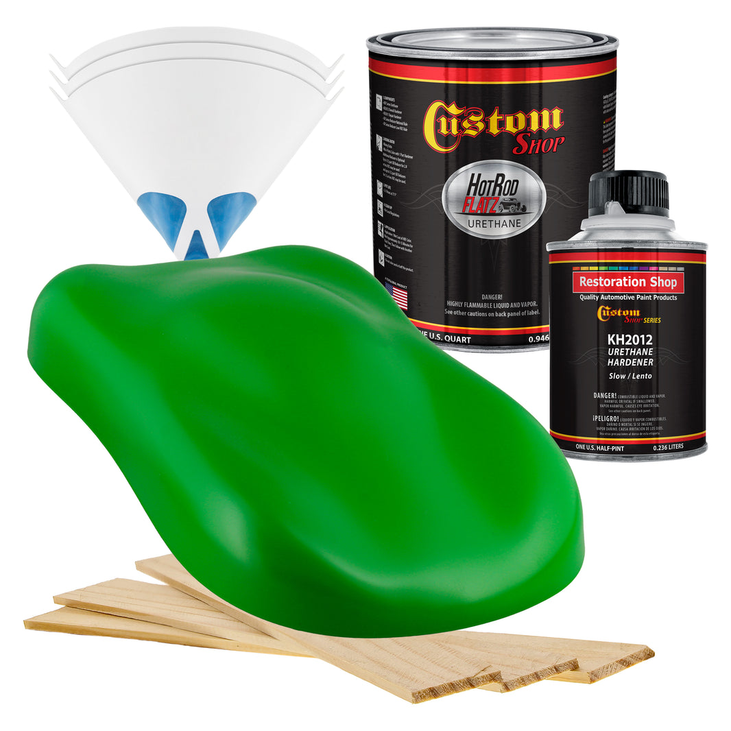 Vibrant Lime Green - Hot Rod Flatz Flat Matte Satin Urethane Auto Paint - Complete Quart Paint Kit