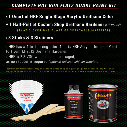 Vibrant Lime Green - Hot Rod Flatz Flat Matte Satin Urethane Auto Paint - Complete Quart Paint Kit - Professional Low Sheen Automotive, Car Truck