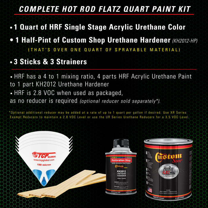 Vibrant Lime Green - Hot Rod Flatz Flat Matte Satin Urethane Auto Paint - Complete Quart Paint Kit - Professional Low Sheen Automotive, Car Truck