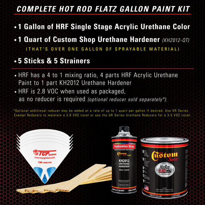 Tractor Red - Hot Rod Flatz Flat Matte Satin Urethane Auto Paint - Complete Gallon Paint Kit - Professional Low Sheen Automotive, Car Truck Coating, 4:1 Mix Ratio