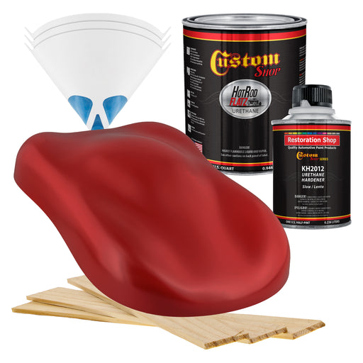Monza Red - Hot Rod Flatz Flat Matte Satin Urethane Auto Paint - Complete Quart Paint Kit - Professional Low Sheen Automotive, Car Truck Coating, 4:1