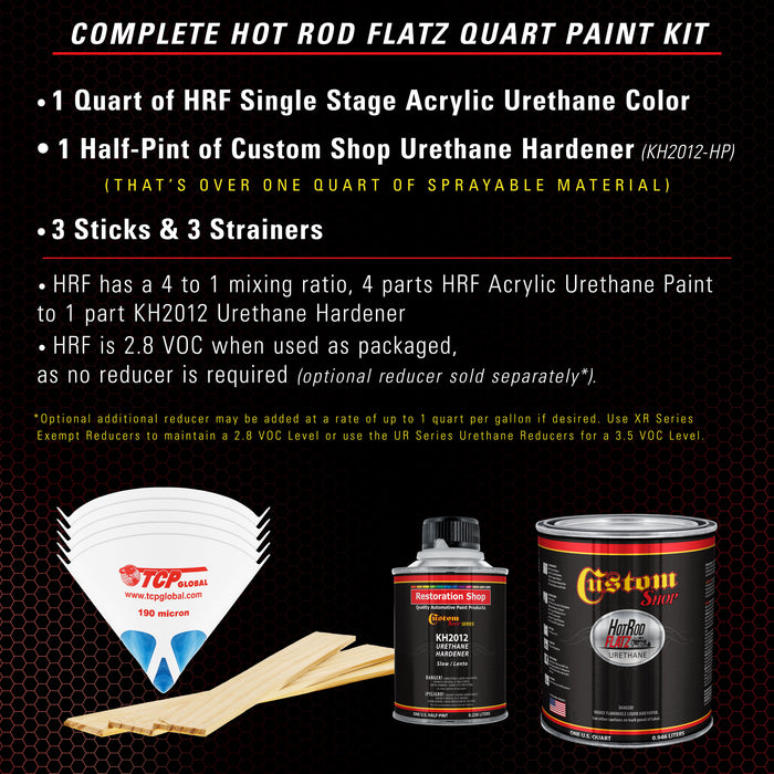 Candy Apple Red - Hot Rod Flatz Flat Matte Satin Urethane Auto Paint - Complete Quart Paint Kit - Professional Low Sheen Automotive, Car Truck Coating, 4:1 Mix Ratio