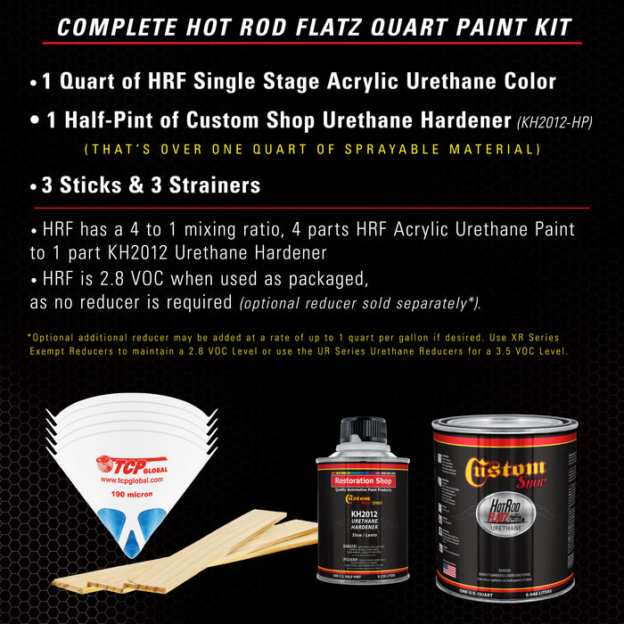 Carmine Red - Hot Rod Flatz Flat Matte Satin Urethane Auto Paint - Complete Quart Paint Kit - Professional Low Sheen Automotive, Car Truck Coating