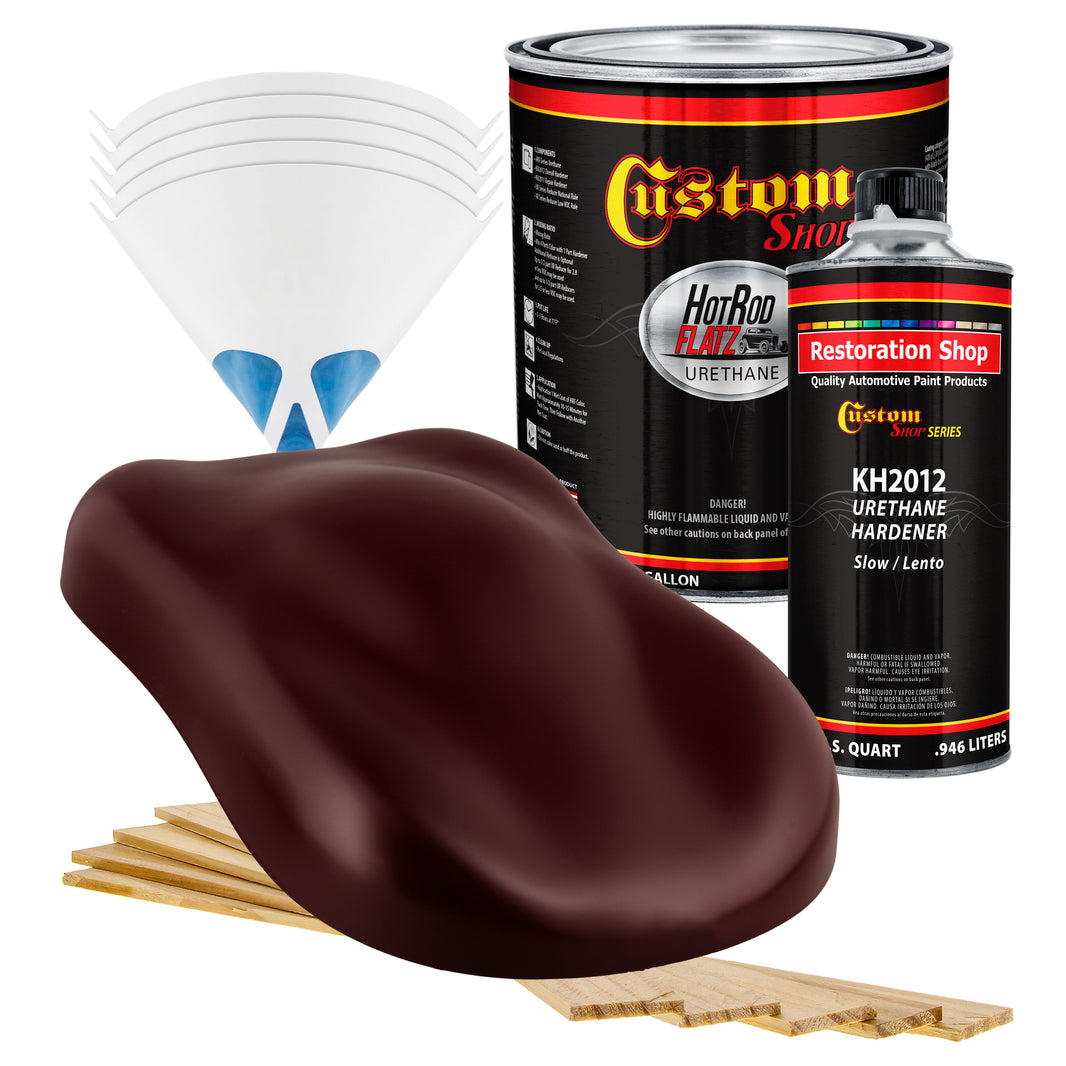 Burgundy - Hot Rod Flatz Flat Matte Satin Urethane Auto Paint - Complete Gallon Paint Kit Coating, 4:1