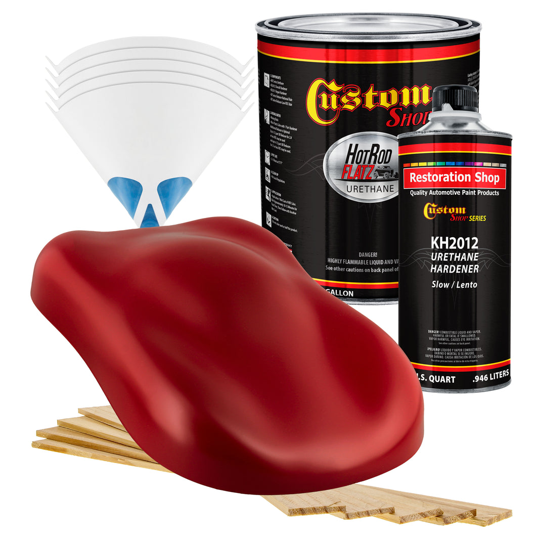 Rally Red - Hot Rod Flatz Flat Matte Satin Urethane Auto Paint - Complete Gallon Paint Kit Coating