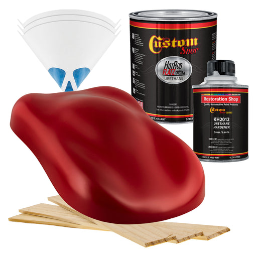 Rally Red - Hot Rod Flatz Flat Matte Satin Urethane Auto Paint - Complete Quart Paint Kit - Professional Low Sheen Automotive, Car Truck Coating, 4:1