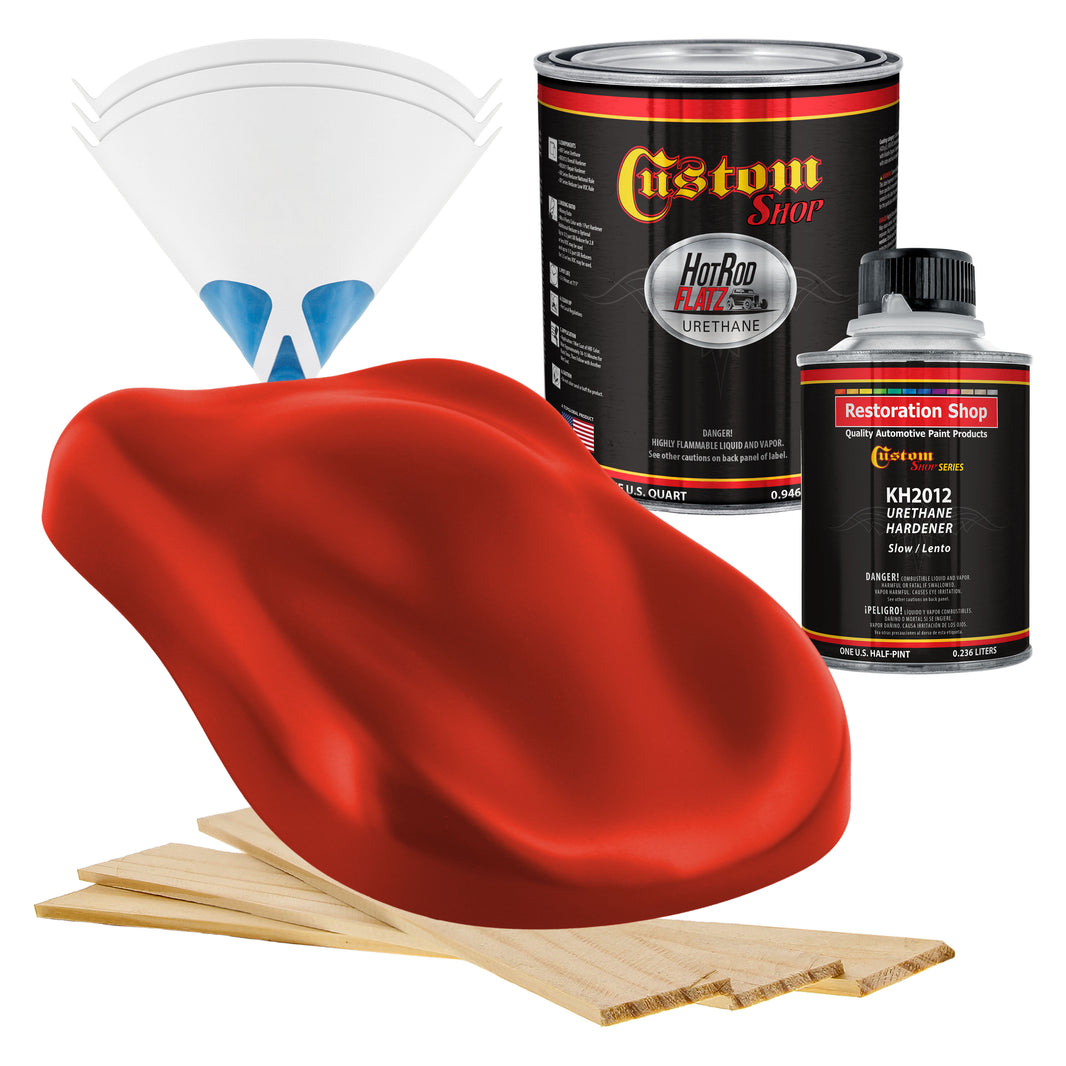 Reptile Red - Hot Rod Flatz Flat Matte Satin Urethane Auto Paint - Complete Quart Paint Kit Coating
