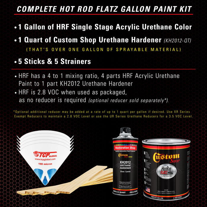 Victory Red - Hot Rod Flatz Flat Matte Satin Urethane Auto Paint - Complete Gallon Paint Kit - Professional Low Sheen Automotive, Car Truck Coating, 4:1 Mix Ratio