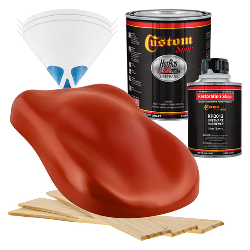 Scarlet Red - Hot Rod Flatz Flat Matte Satin Urethane Auto Paint - Complete Quart Paint Kit - Professional Low Sheen Automotive, Car Truck Coating