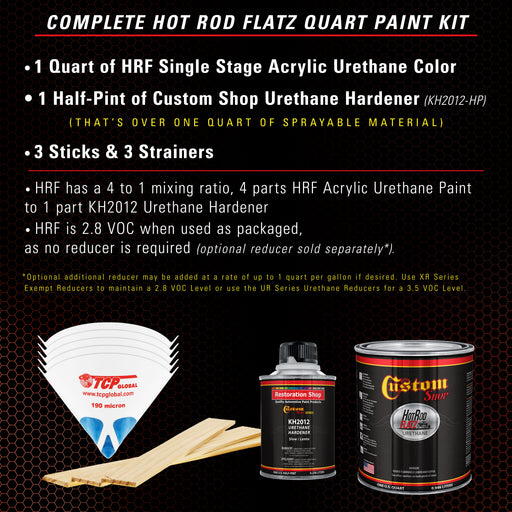 Scarlet Red - Hot Rod Flatz Flat Matte Satin Urethane Auto Paint - Complete Quart Paint Kit - Professional Low Sheen Automotive, Car Truck Coating