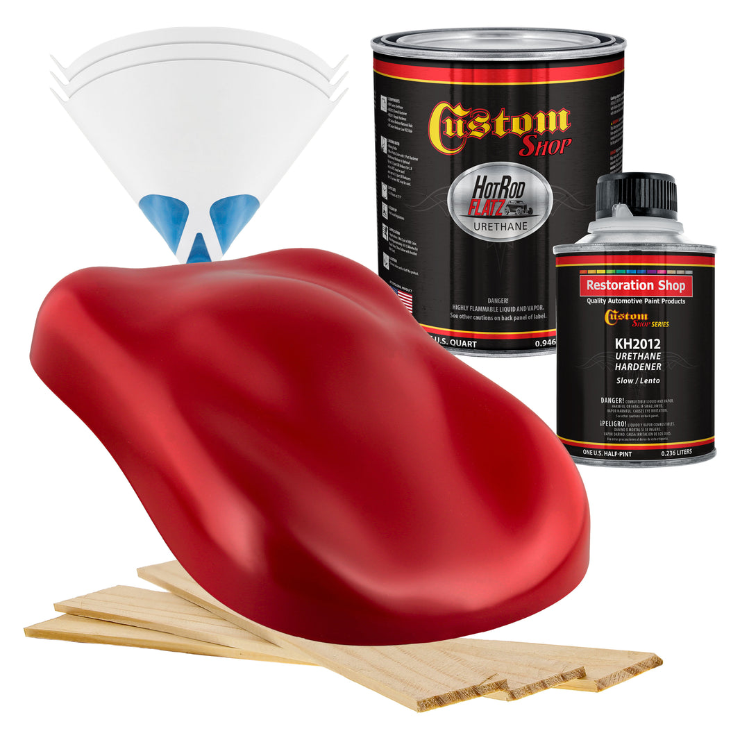 Torch Red - Hot Rod Flatz Flat Matte Satin Urethane Auto Paint - Complete Quart Paint Kit Coating, 4:1