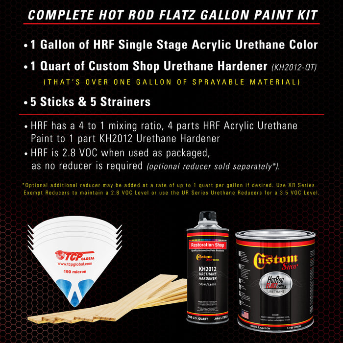 Jalapeno Bright Red - Hot Rod Flatz Flat Matte Satin Urethane Auto Paint - Complete Gallon Paint Kit - Professional Low Sheen Automotive, Car Truck Coating, 4:1 Mix Ratio