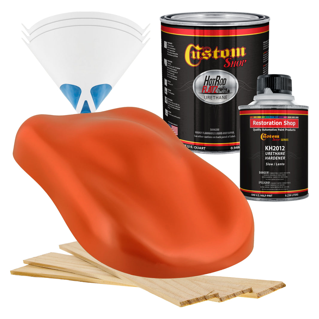 Speed Orange - Hot Rod Flatz Flat Matte Satin Urethane Auto Paint - Complete Quart Paint Kit Coating