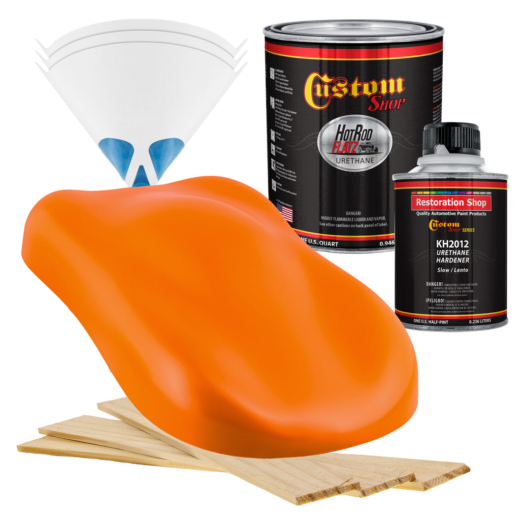 Omaha Orange - Hot Rod Flatz Flat Matte Satin Urethane Auto Paint - Complete Quart Paint Kit Coating