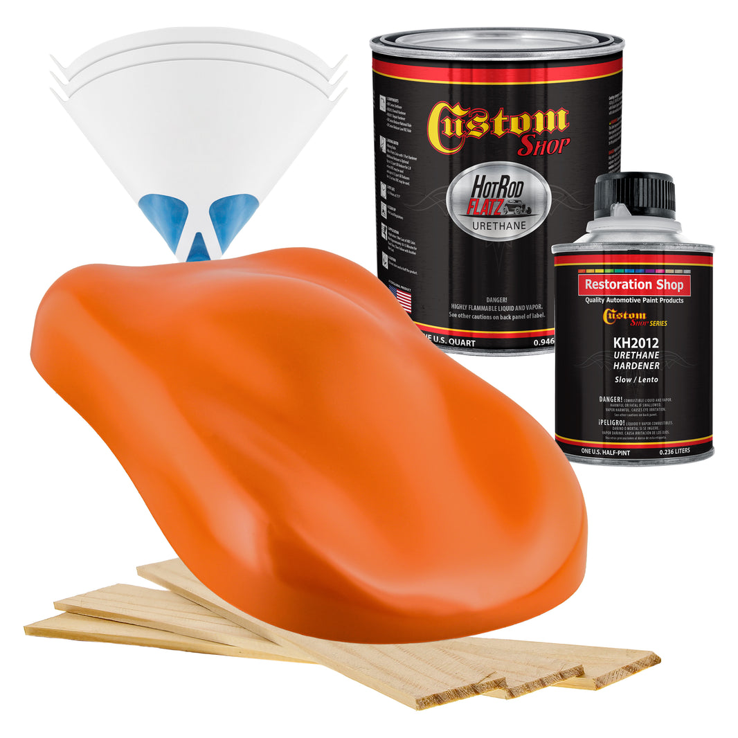 Hugger Orange - Hot Rod Flatz Flat Matte Satin Urethane Auto Paint - Complete Quart Paint Kit Coating