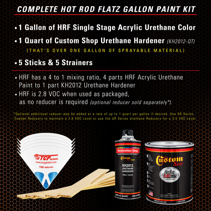 Sunset Orange - Hot Rod Flatz Flat Matte Satin Urethane Auto Paint - Complete Gallon Paint Kit - Professional Low Sheen Automotive, Car Truck Coating, 4:1 Mix Ratio