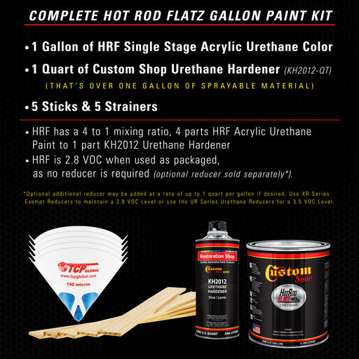 Hot Rod Black - Hot Rod Flatz Flat Matte Satin Urethane Auto Paint - Complete Gallon Paint Kit - Professional Low Sheen Automotive, Car Truck Coating, 4:1 Mix Ratio