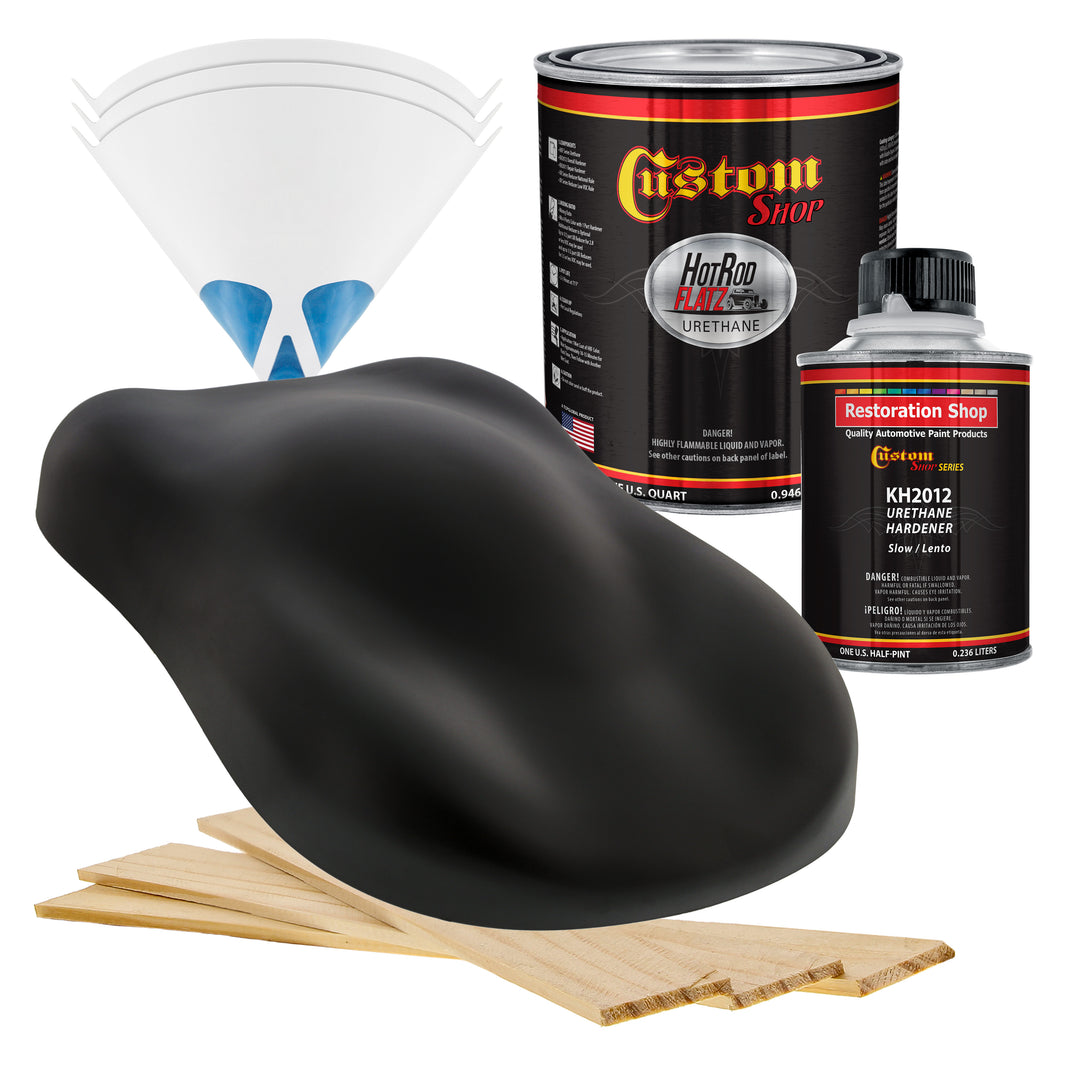 Hot Rod Black - Hot Rod Flatz Flat Matte Satin Urethane Auto Paint - Complete Quart Paint Kit - Professional Low Sheen Automotive, Car Truck Coating