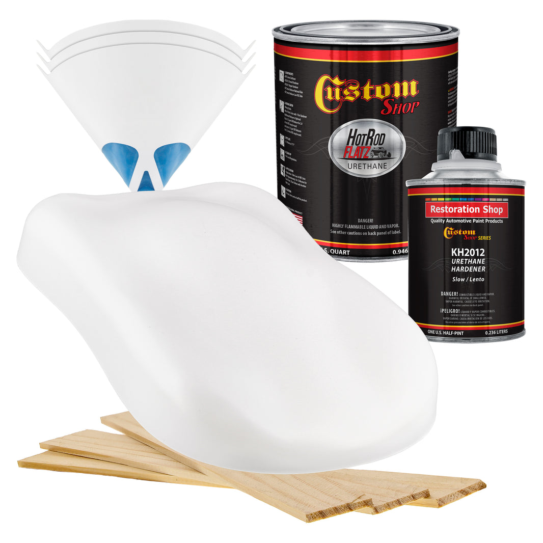 Classic White - Hot Rod Flatz Flat Matte Satin Urethane Auto Paint - Complete Quart Paint Kit Coating