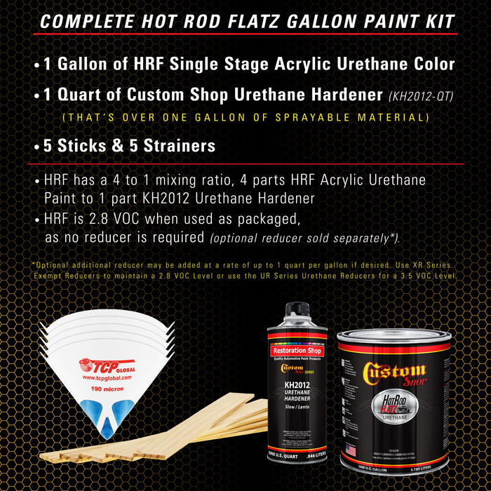 Maize Yellow - Hot Rod Flatz Flat Matte Satin Urethane Auto Paint - Complete Gallon Paint Kit - Professional Low Sheen Automotive, Car Truck Coating, 4:1 Mix Ratio