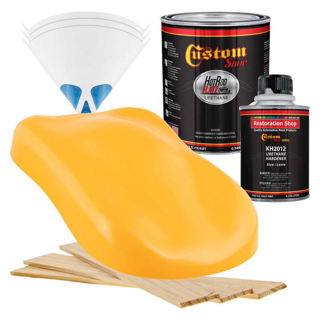 Maize Yellow - Hot Rod Flatz Flat Matte Satin Urethane Auto Paint - Complete Quart Paint Kit Coating