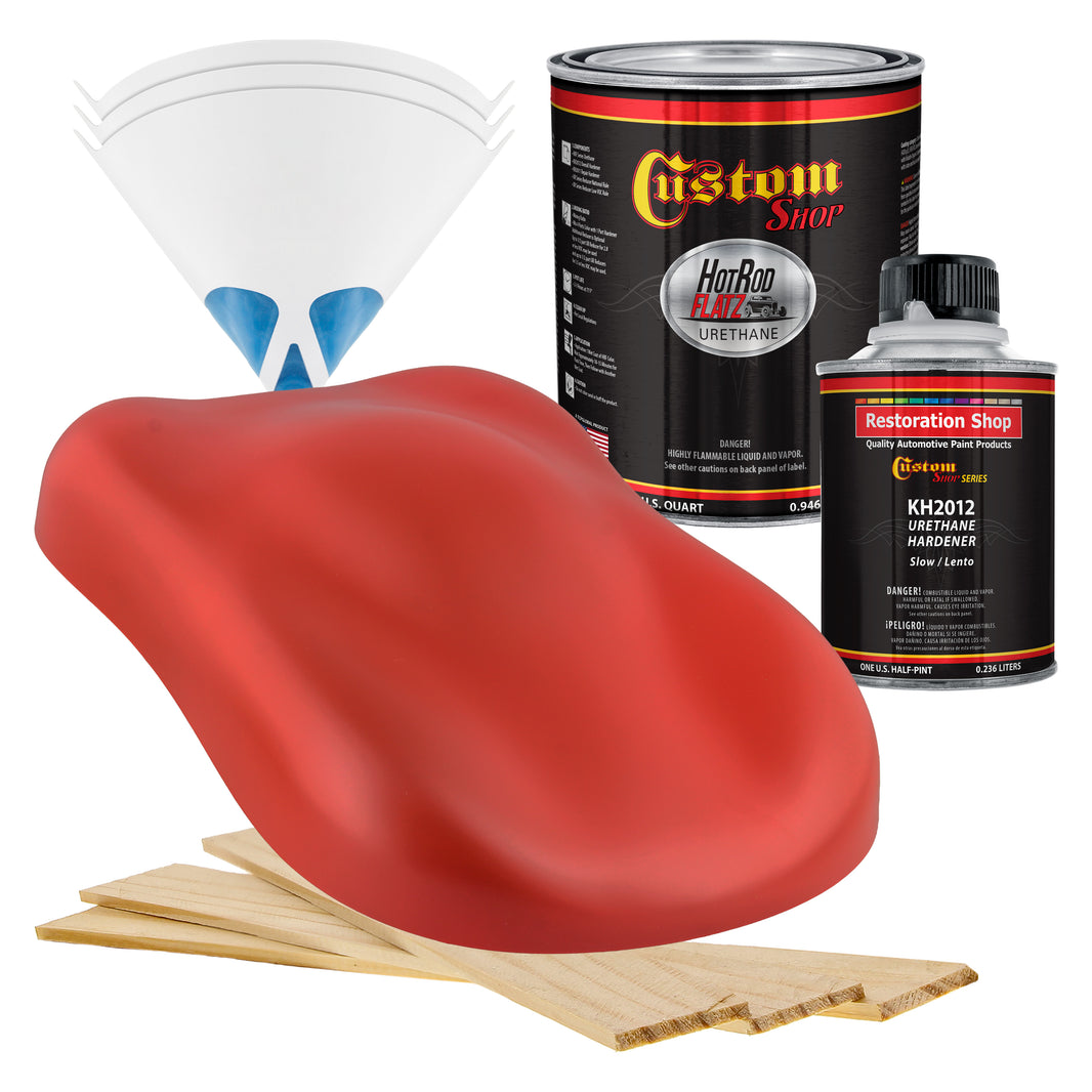 Corvette Red - Hot Rod Flatz Flat Matte Satin Urethane Auto Paint - Complete Quart Paint Kit Coating