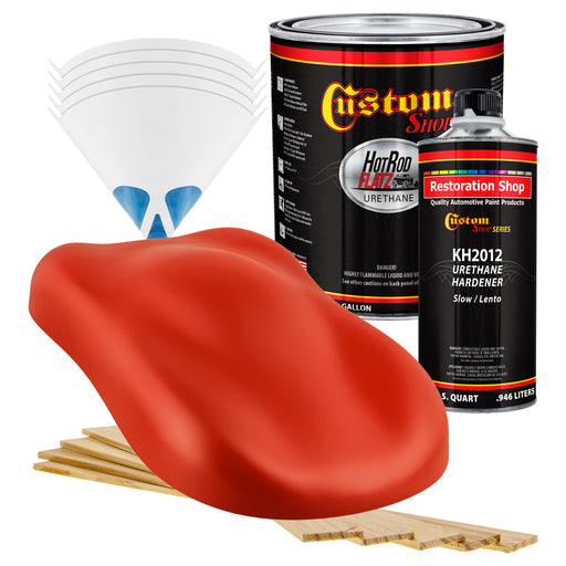 Hot Rod Red - Hot Rod Flatz Flat Matte Satin Urethane Auto Paint - Complete Gallon Paint Kit - Professional Low Sheen Automotive, Car Truck Coating