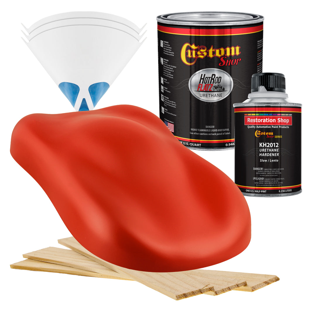 Hot Rod Red - Hot Rod Flatz Flat Matte Satin Urethane Auto Paint - Complete Quart Paint Kit Coating
