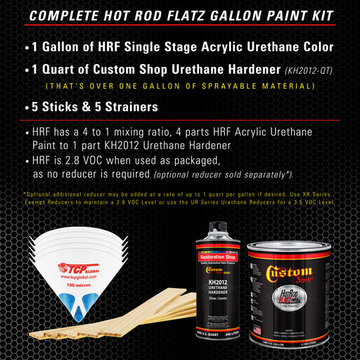 Sterling Silver Metallic - Hot Rod Flatz Flat Matte Satin Urethane Auto Paint - Complete Gallon Paint Kit - Professional Low Sheen Automotive, Car Truck Coating, 4:1 Mix Ratio